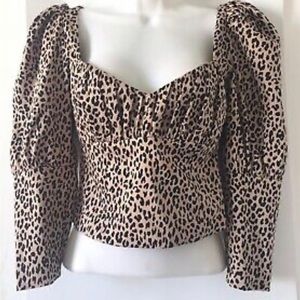Zara cheetah print cropped blouse